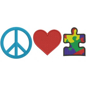 Love Peace Autism Awareness Filled Machine Embroidery Design Digitized Pattern